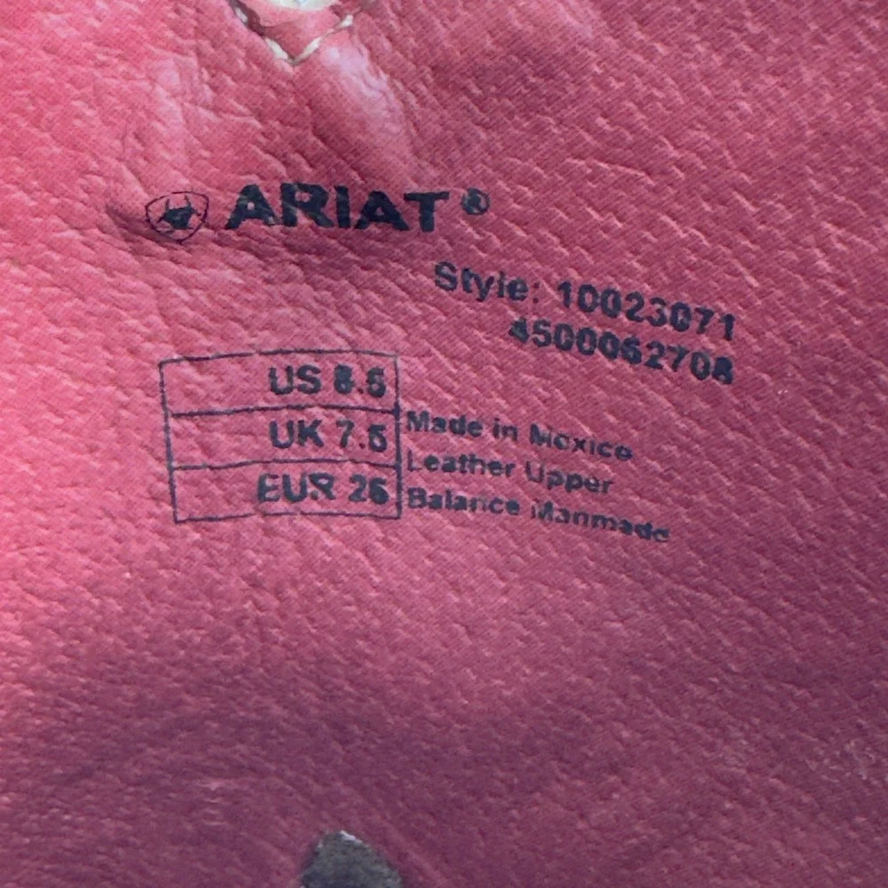 Ariat Vaquera Kids Western Cowboy Boots Leather Purple Brown Square Toe Size 8.5